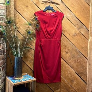 Betsey Johnson Red Ruched Ponte Sheath Dress Size 10